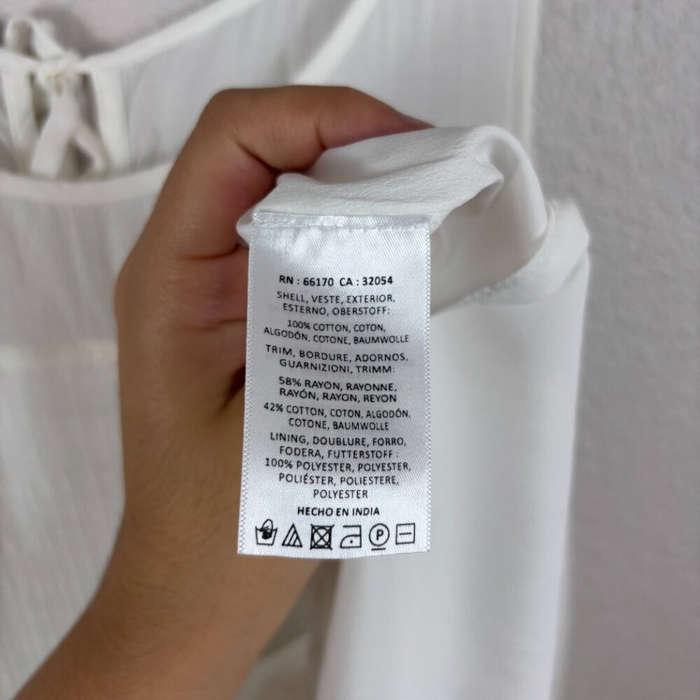 Anthropologie Leifsdottir Womens White Lined Hi-Low Hem Gauze Midi Dress Size S - Picture 8 of 12